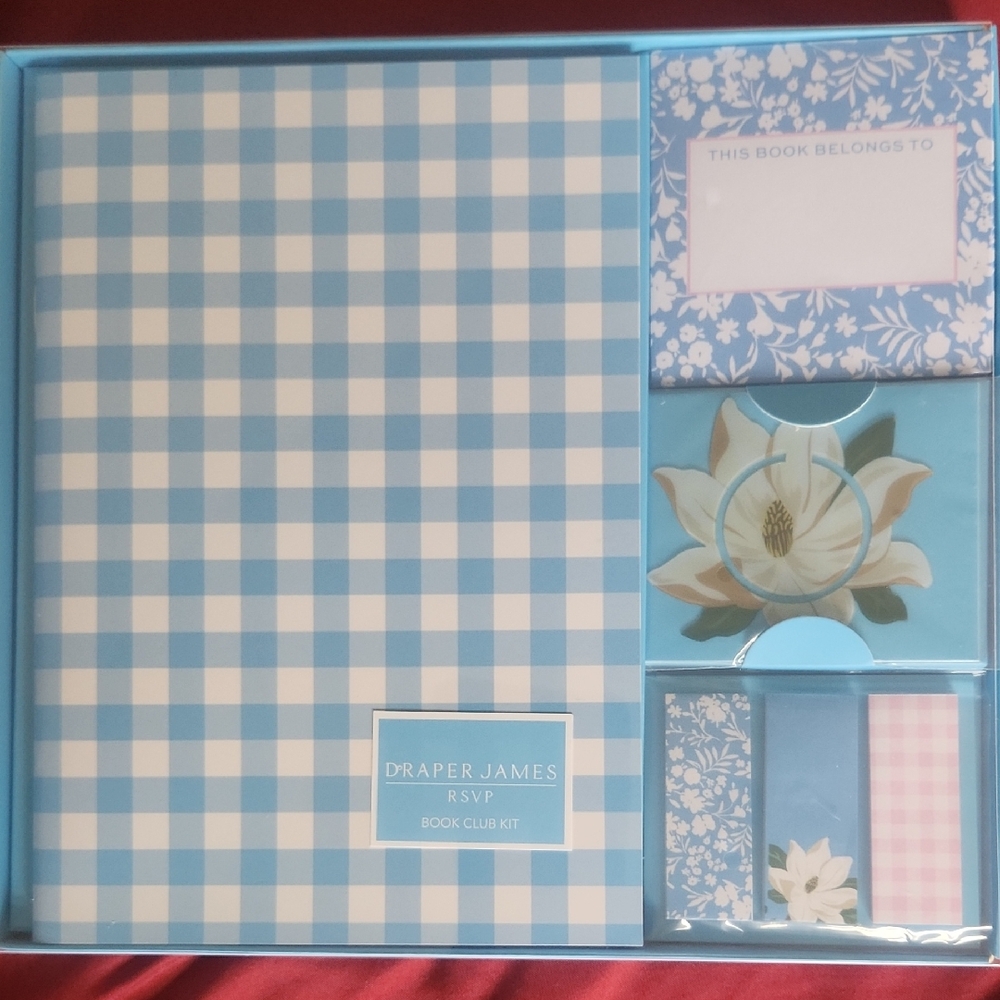 Draper James Blue and White Gingham Stationery Set